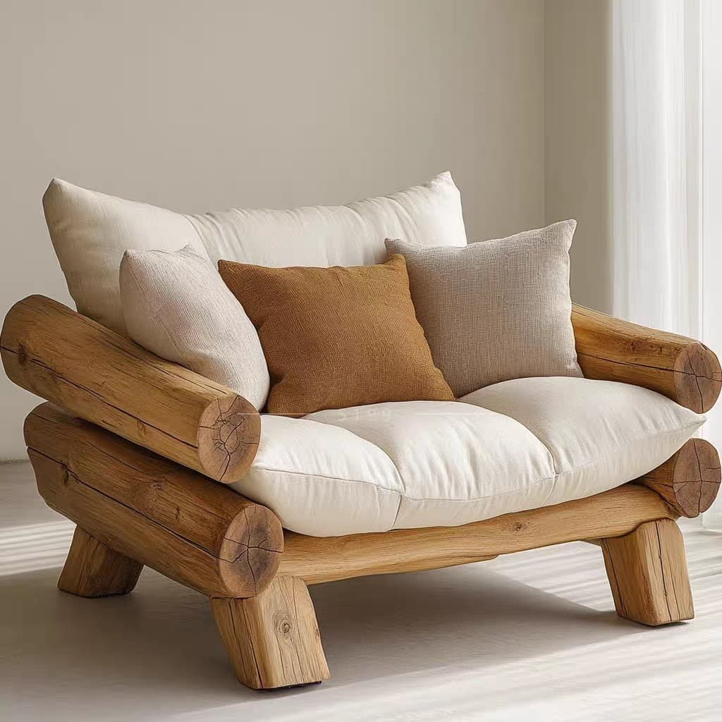 Old elm sofa chair retro solid wood B&B inn backrest sofa chair home living room leisure single sofa chair 3