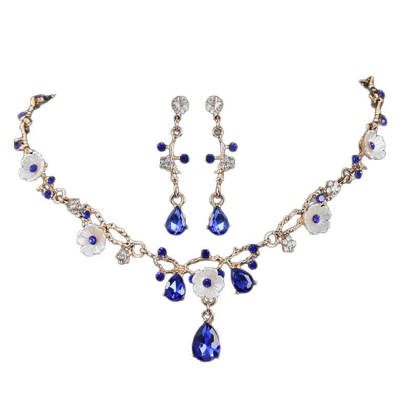 (Cross-border trading), metal necklace for bride, earrings, jewelry, wedding dress, accessory, flowered, light luxury style 5