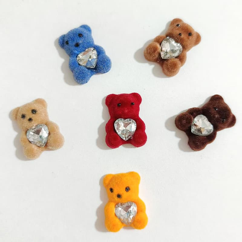 Cute cream phone case, hairgrip, accessory, with little bears, DIY 1