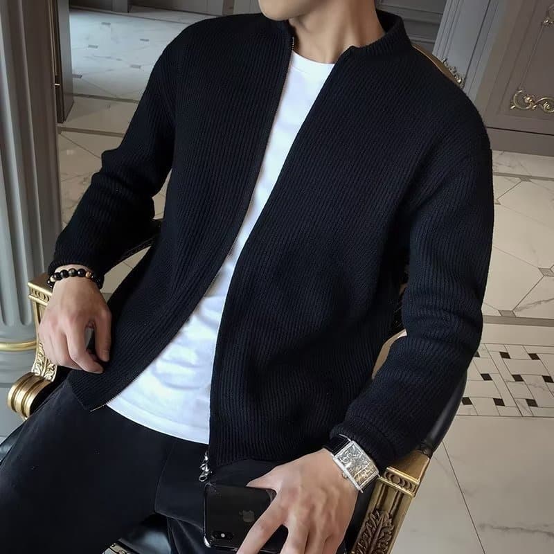 (Cross-border trading), knitted sweater, men's cardigan, keep warm jacket, European style, plus size, slim fit 2