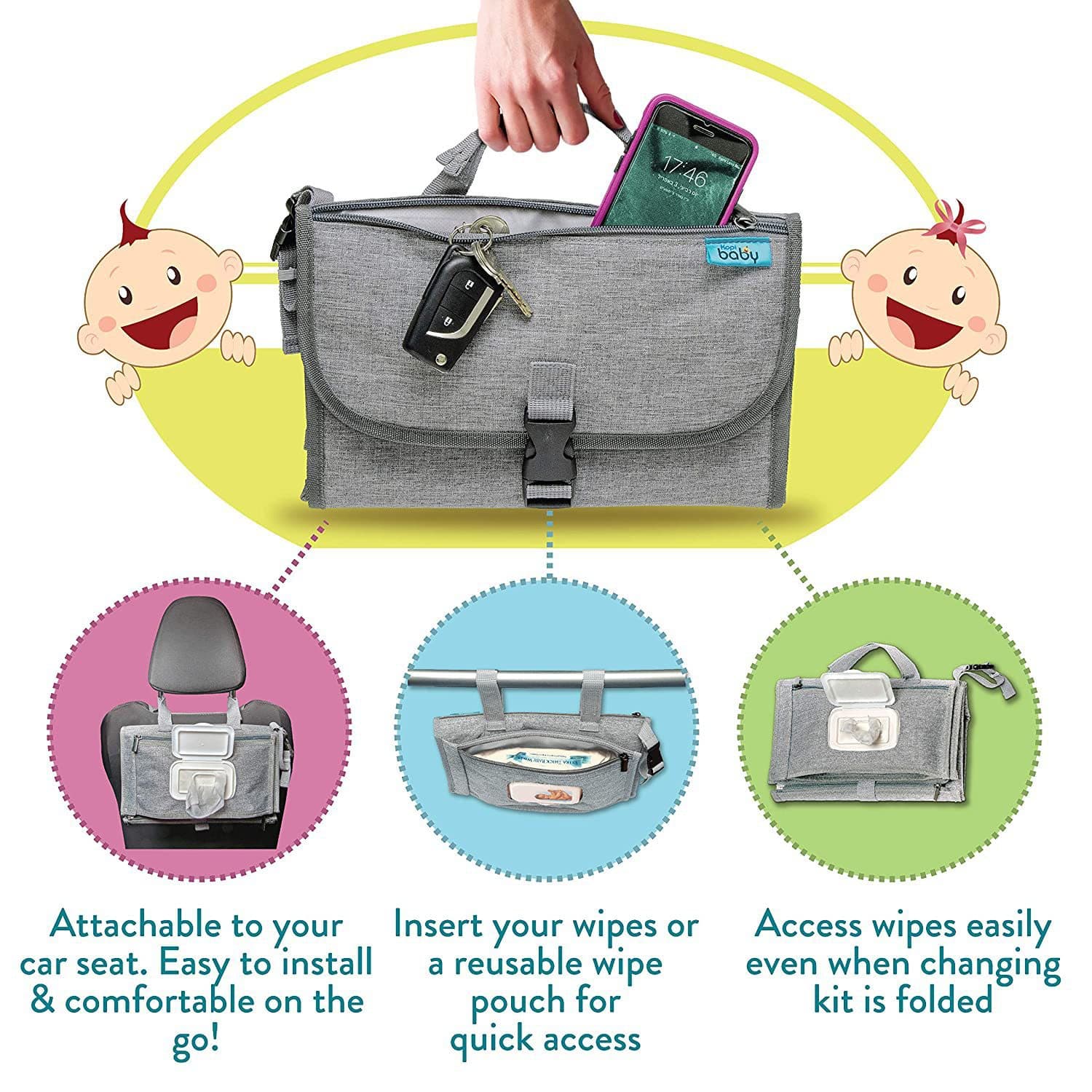 Foldable waterproof handheld children's diaper table 4