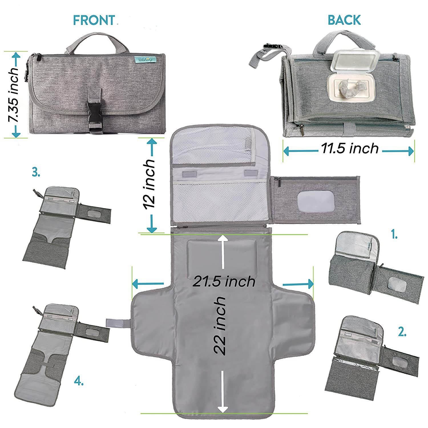 Foldable waterproof handheld children's diaper table 5