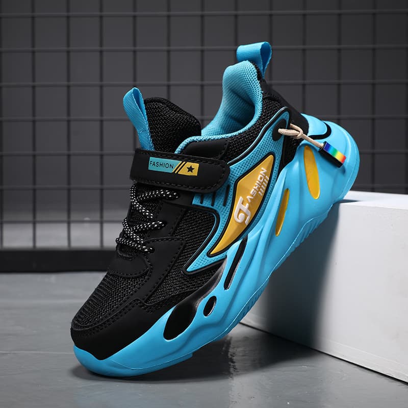 Wholesale boys' shoes, sports shoes, spring and autumn school season running shoes, medium and large children's mesh leather casual shoes, non-slip and wear-resistant 2