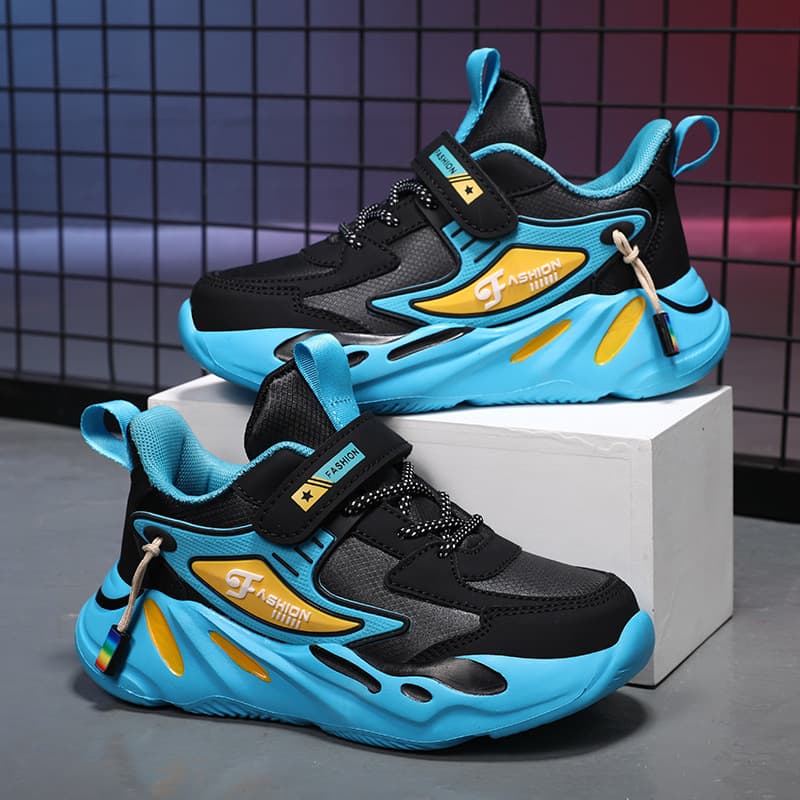 Wholesale boys' shoes, sports shoes, spring and autumn school season running shoes, medium and large children's mesh leather casual shoes, non-slip and wear-resistant 3