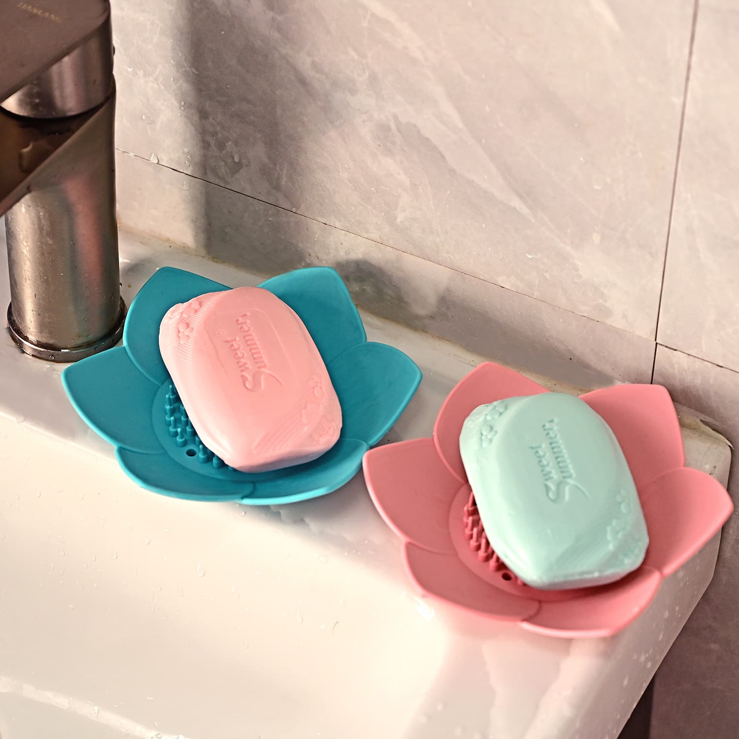 Soap holder, double-layer drying rack, flowered 2