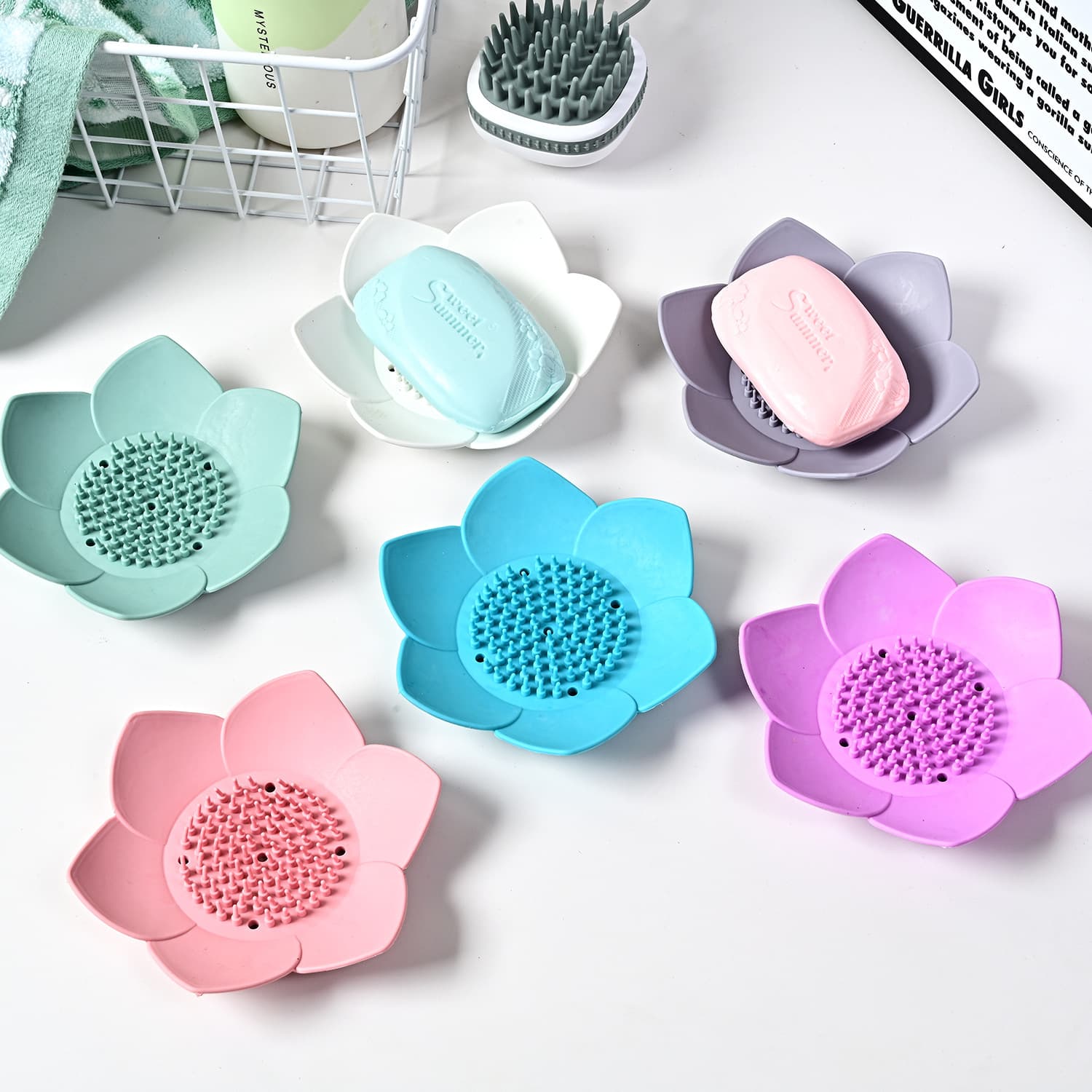 Soap holder, double-layer drying rack, flowered 1