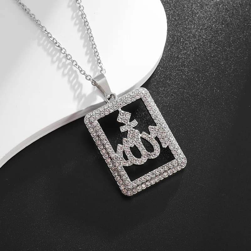 [Cross-Border European and American New Symbol Pendant Hiphop Fashion Trend Inlaid with Zircon Couple Necklace Ready for Sale] 3