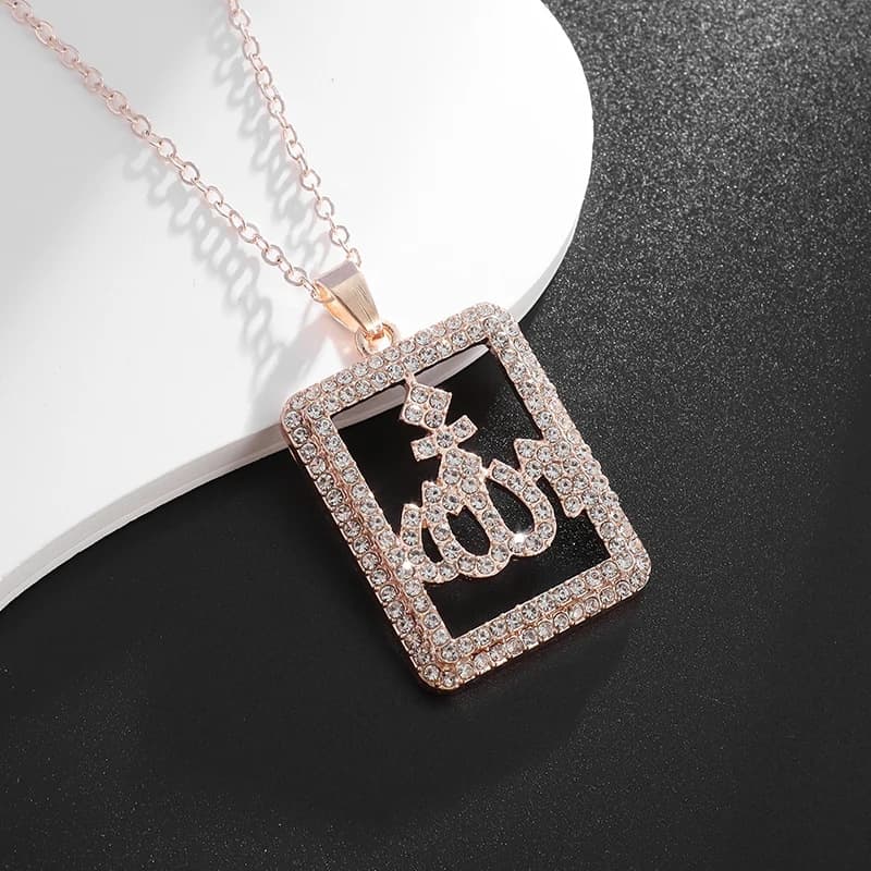 [Cross-Border European and American New Symbol Pendant Hiphop Fashion Trend Inlaid with Zircon Couple Necklace Ready for Sale] 6