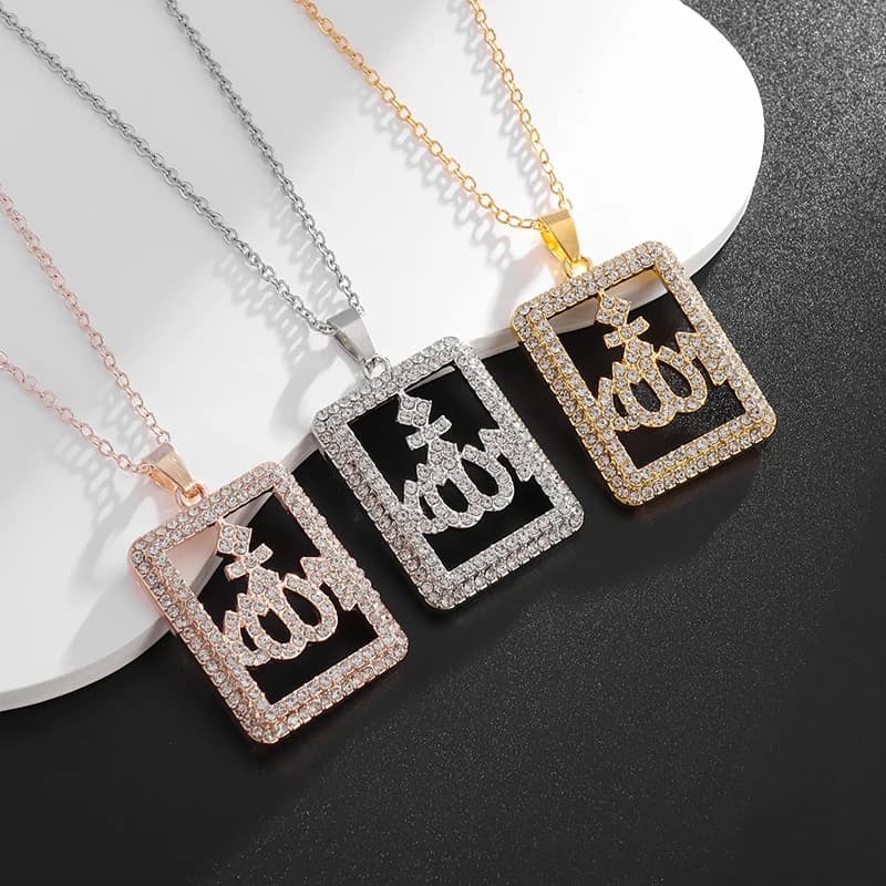[Cross-Border European and American New Symbol Pendant Hiphop Fashion Trend Inlaid with Zircon Couple Necklace Ready for Sale] 1