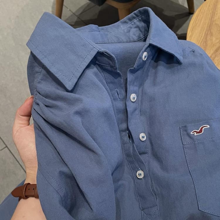Cotton autumn demi-season shirt, loose fit, with embroidery 3