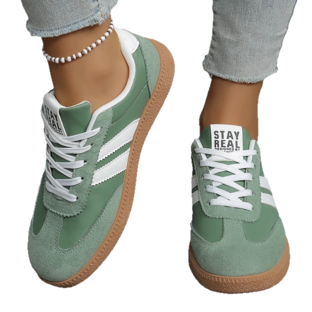 (Cross-border trading), demi-season sports white shoes for leisure, Spring/Fall 2025 model, plus size 5