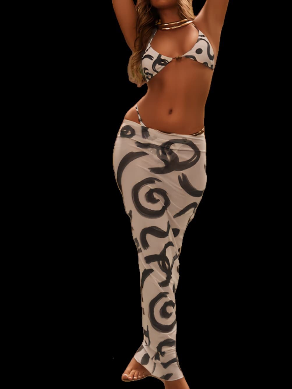 (Cross-border trading), set, long skirt, sexy swimwear, 2026 years, European style, 3 piece set 2