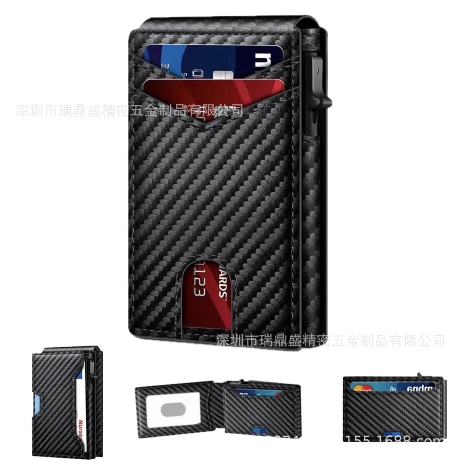 Men's Tactical Wallet Carbon Fiber Bi-Fold Magnetic RFID Blocking Card Holder ID Card Holder Pop-up Card Holder for Men 1