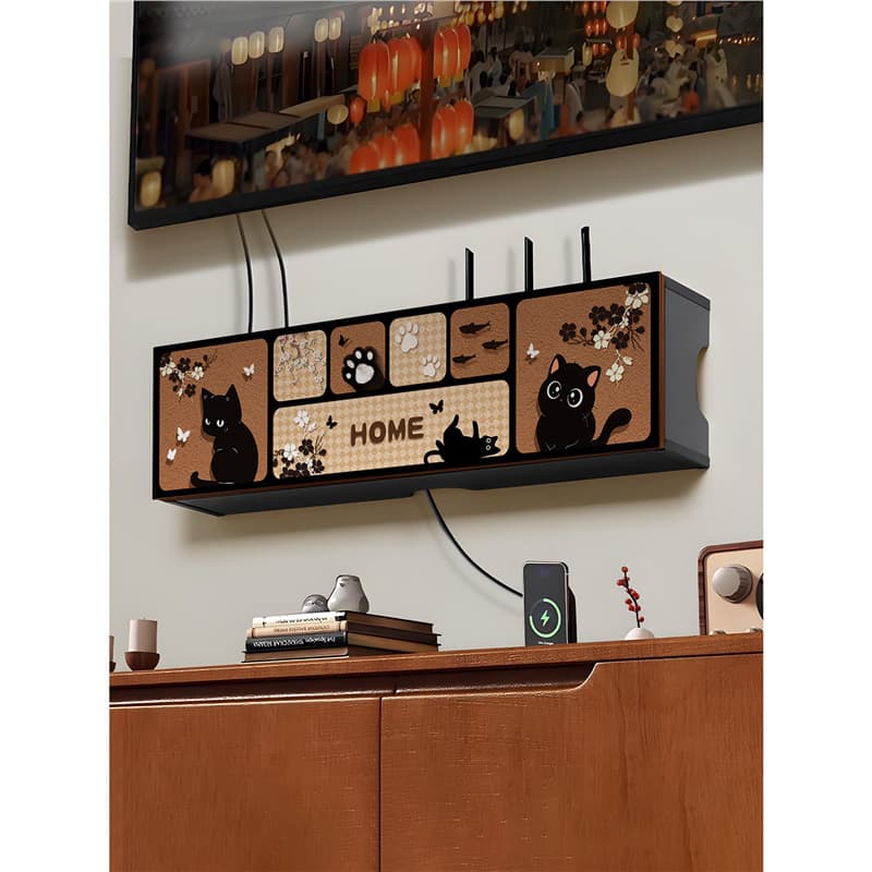 Medieval style living room router placement rack on the wall punch-free storage set-top box wifi storage rack plug-in block 3
