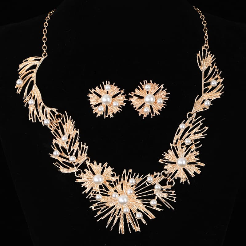 Necklace and earrings for bride, jewelry, beads pearl, accessory, European style, light luxury style, high-quality style 2