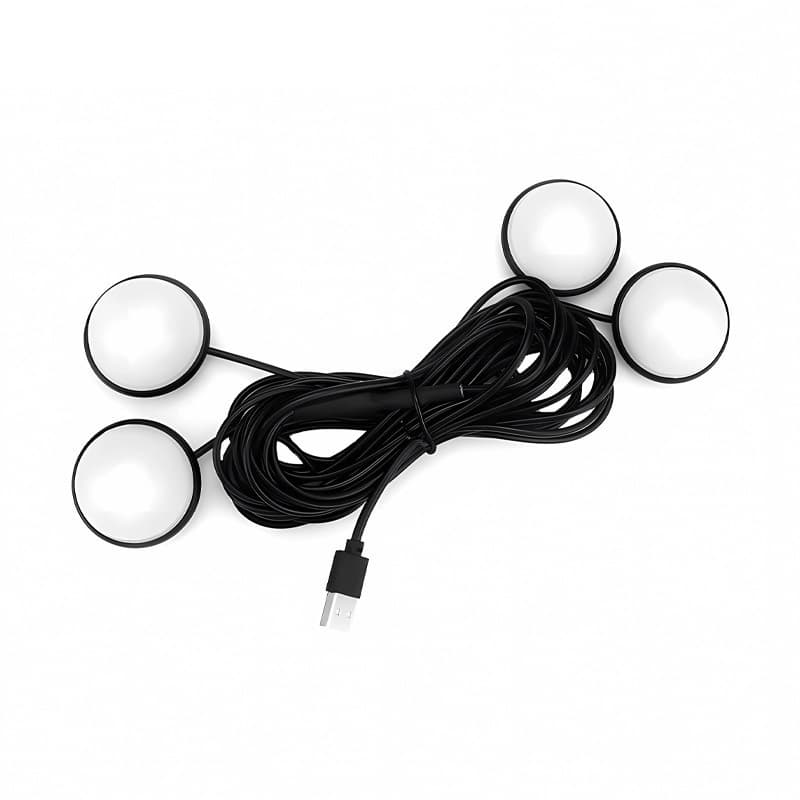Car LED atmosphere light car feet free wiring decorative light car modified USB one drag four lighting atmosphere lamp