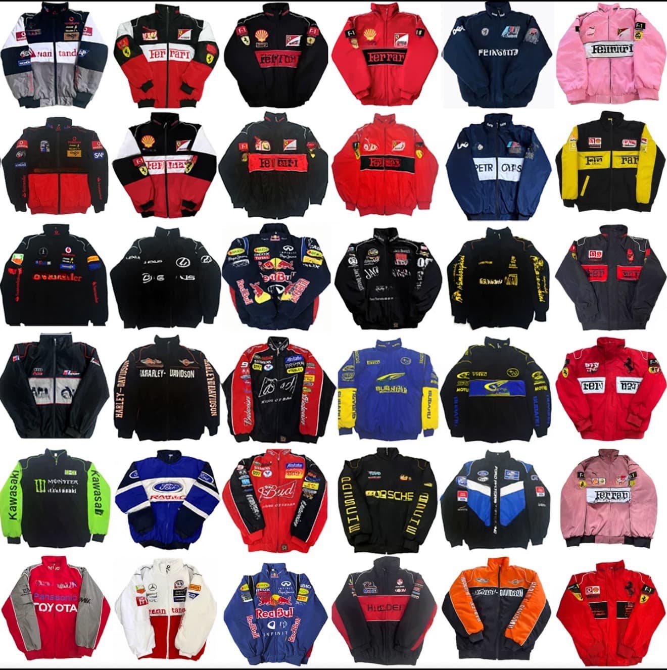 Racing car, retro jacket, baseball jersey, uniform, with embroidery, style 1