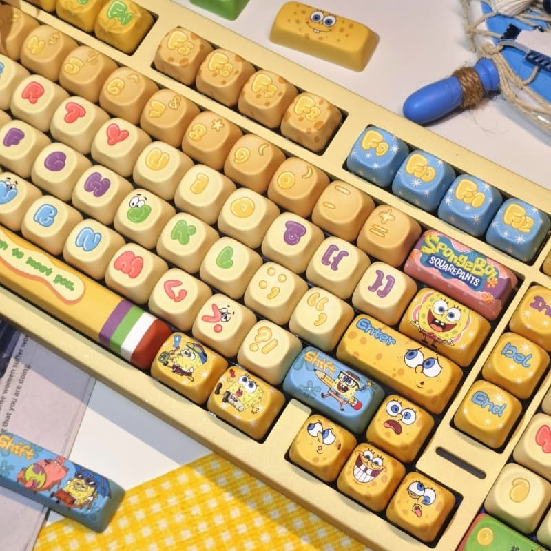 New SpongeBob SquarePants customized keycaps moa/original anime high-looking cute wired game computer accessories 4