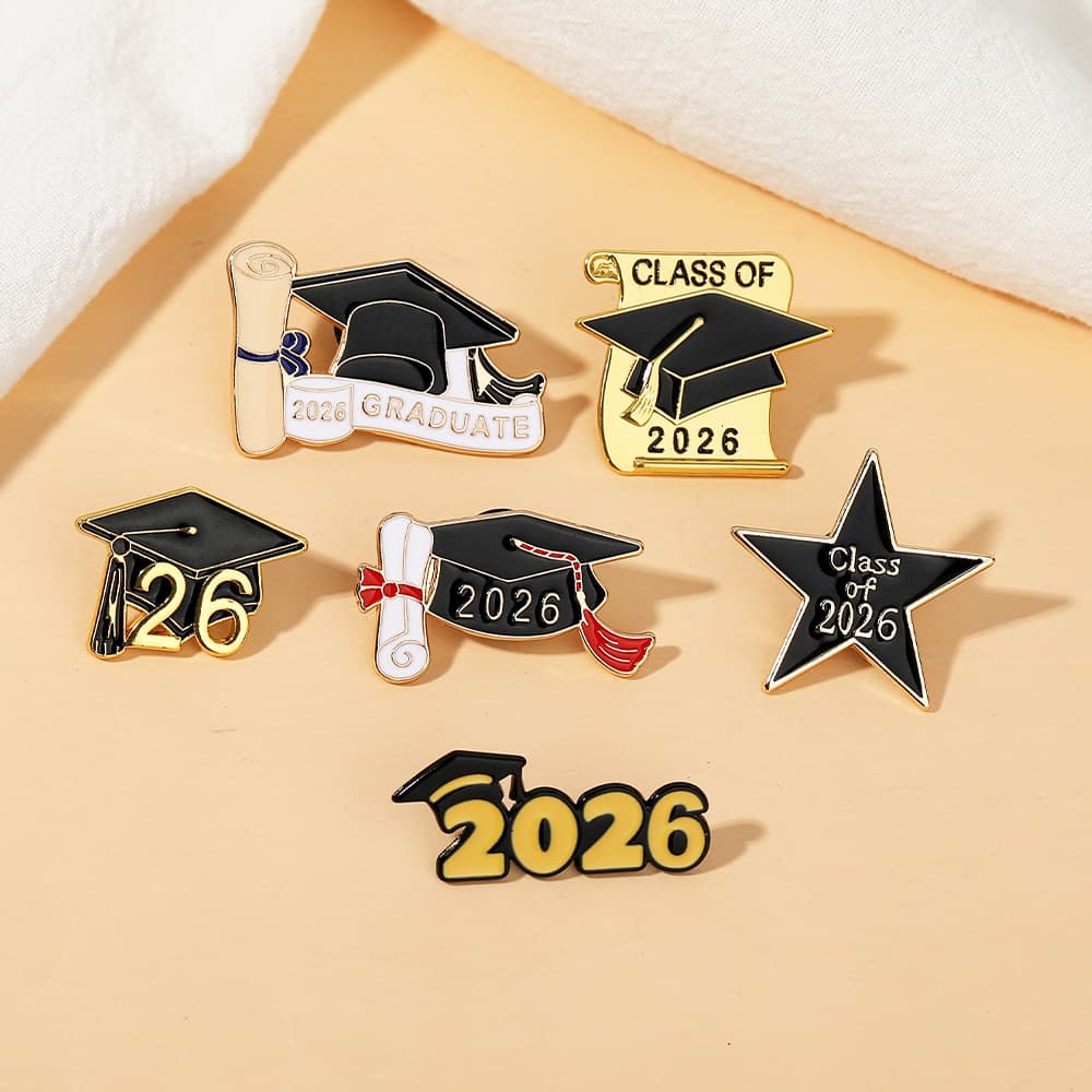 2026 Graduation Season Doctoral Hat Badge Metal Alloy Dripping Bachelor's Hat Commemorative Gift Student Gift Brooch