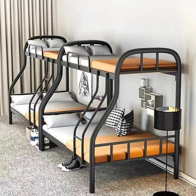 Bunk beds on the second floor of the rental house, bunk beds, bunk beds, iron beds, iron frame beds, iron thickened high and low beds