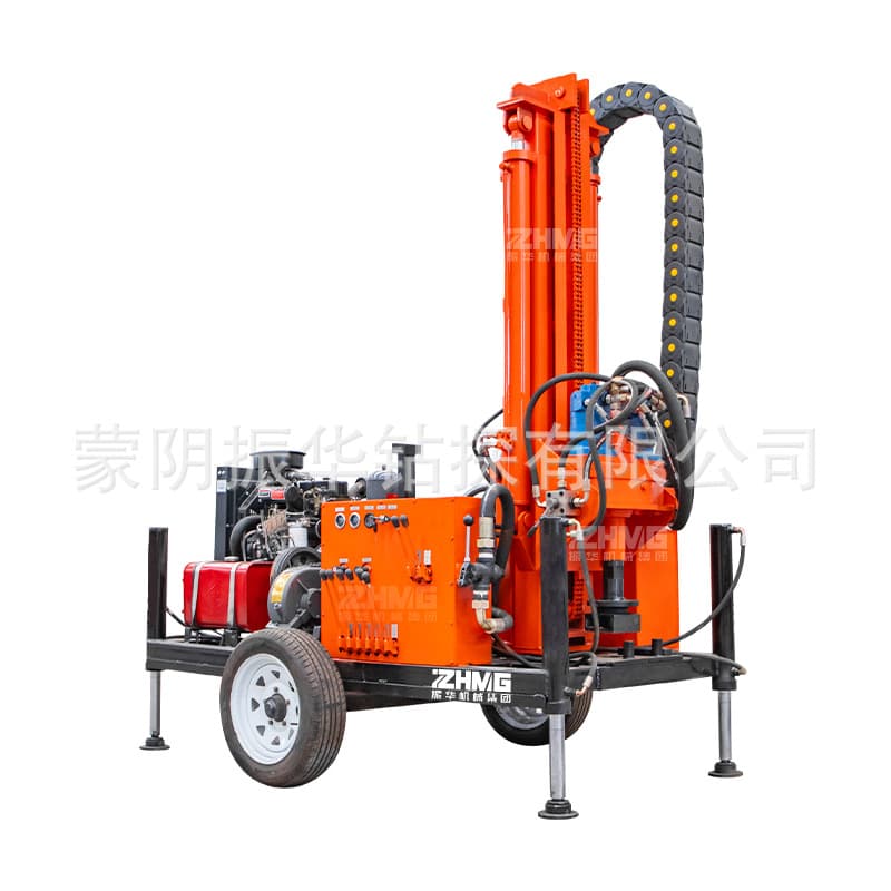 Small four-wheel water well drilling rig 200-meter diesel pneumatic well drilling rig 280-meter wheeled well drilling equipment drilling rig 5