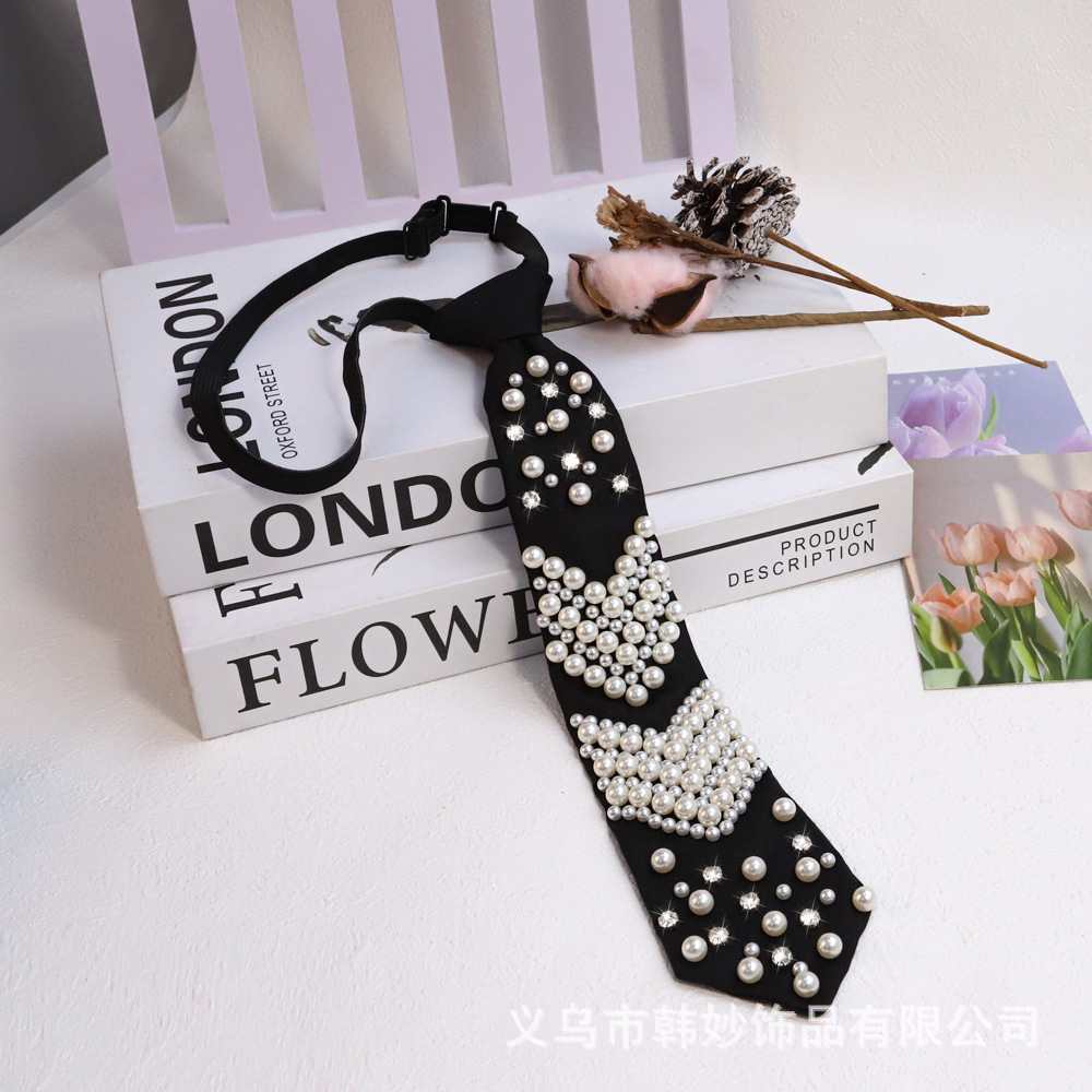 Fashionable tie pearl, universal black accessory 4