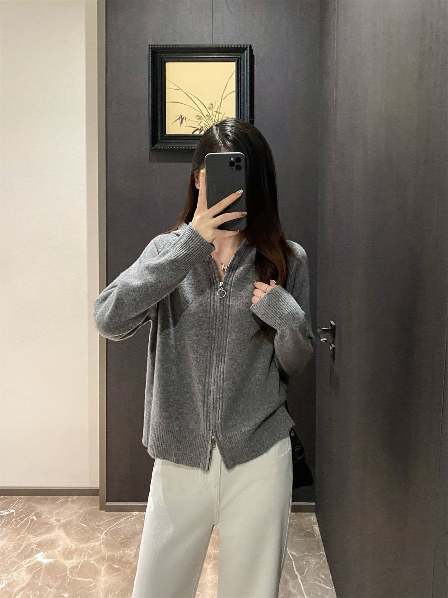 Woolen hoodie with zipper, sweater with hood, long-sleeve, demi-season cardigan 5
