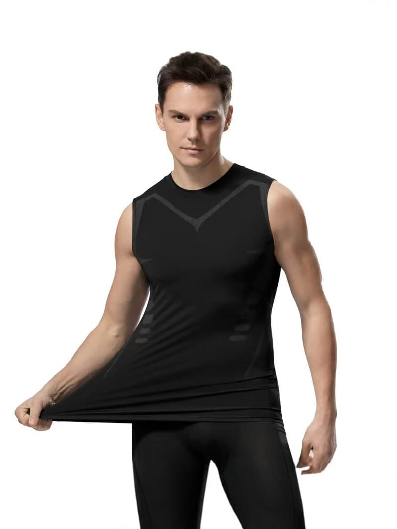 (Cross-border trading), quick dry elastic breathable sports basketball base body-friendly vest for gym for training sleevless, tight, for running 2