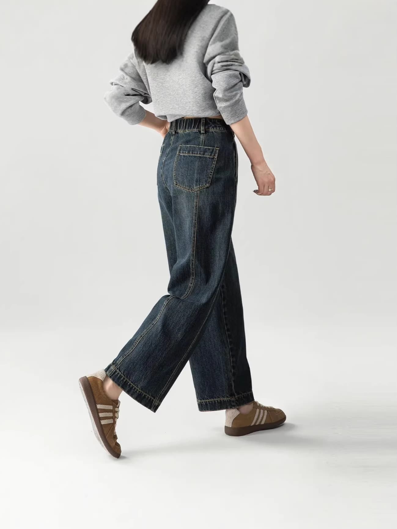 Autumn trousers, fleece jeans, American style, cut, loose fit 3