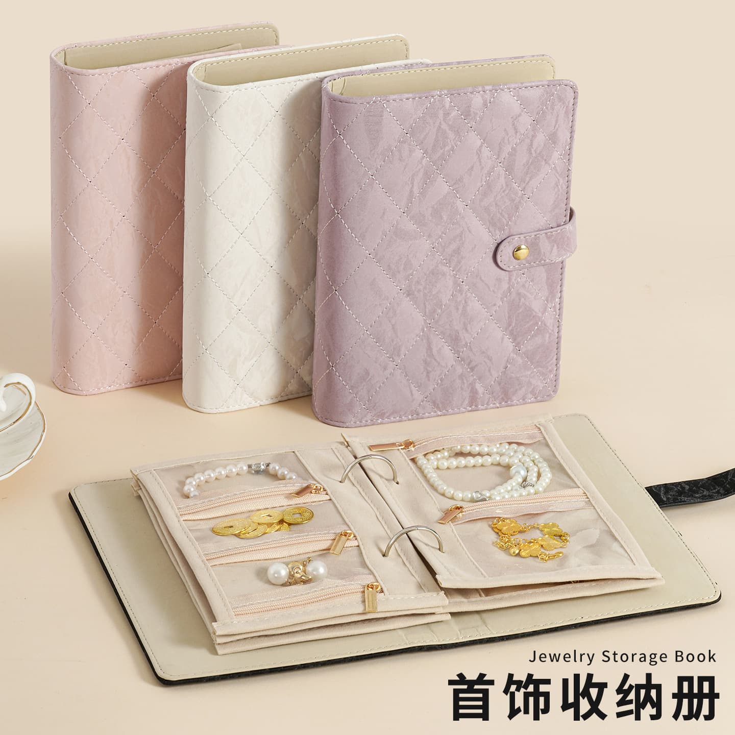 (Cross-border trading), jewelry storage book, golden storage system, handheld organizer bag for traveling, light luxury style, Birthday gift 2