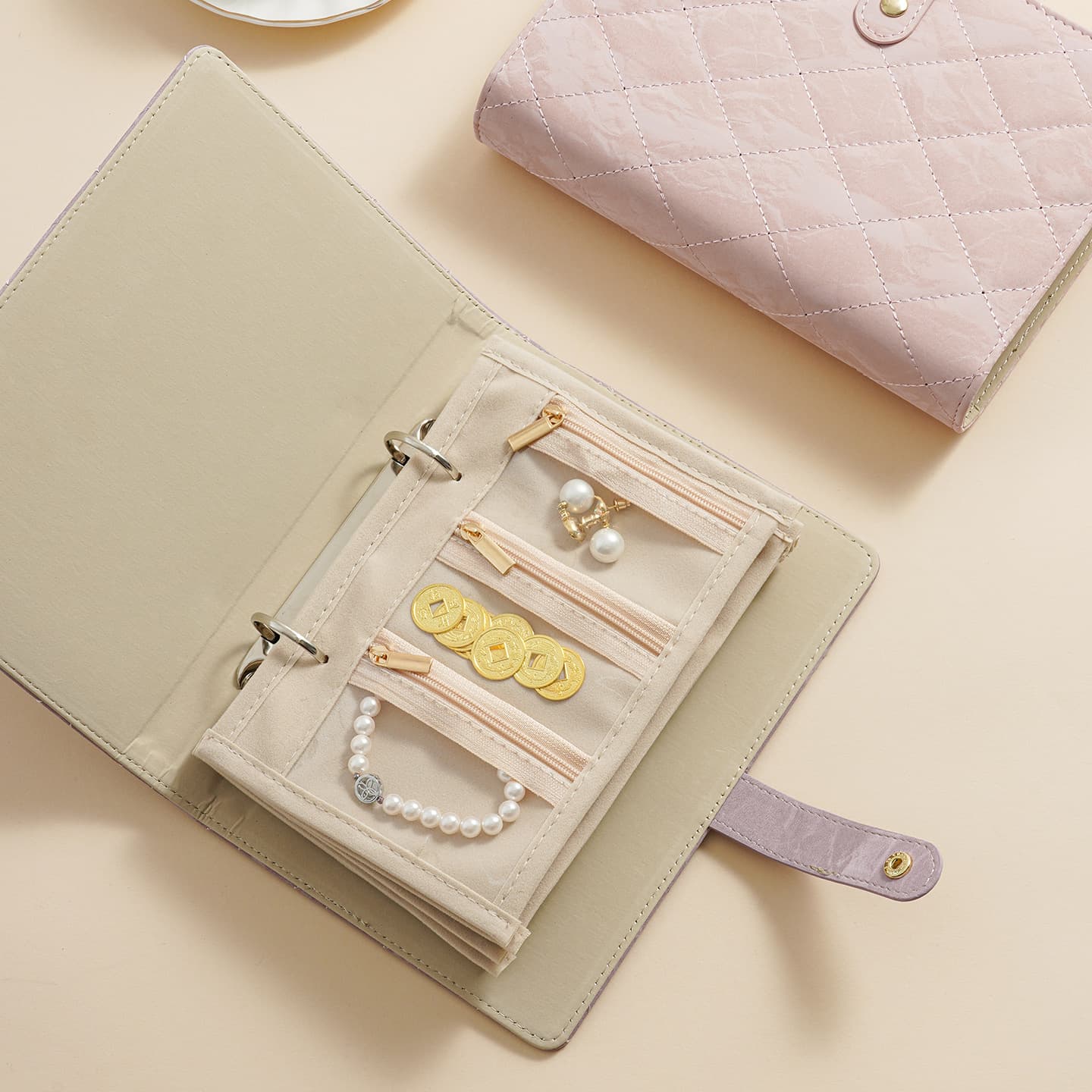 (Cross-border trading), jewelry storage book, golden storage system, handheld organizer bag for traveling, light luxury style, Birthday gift 4