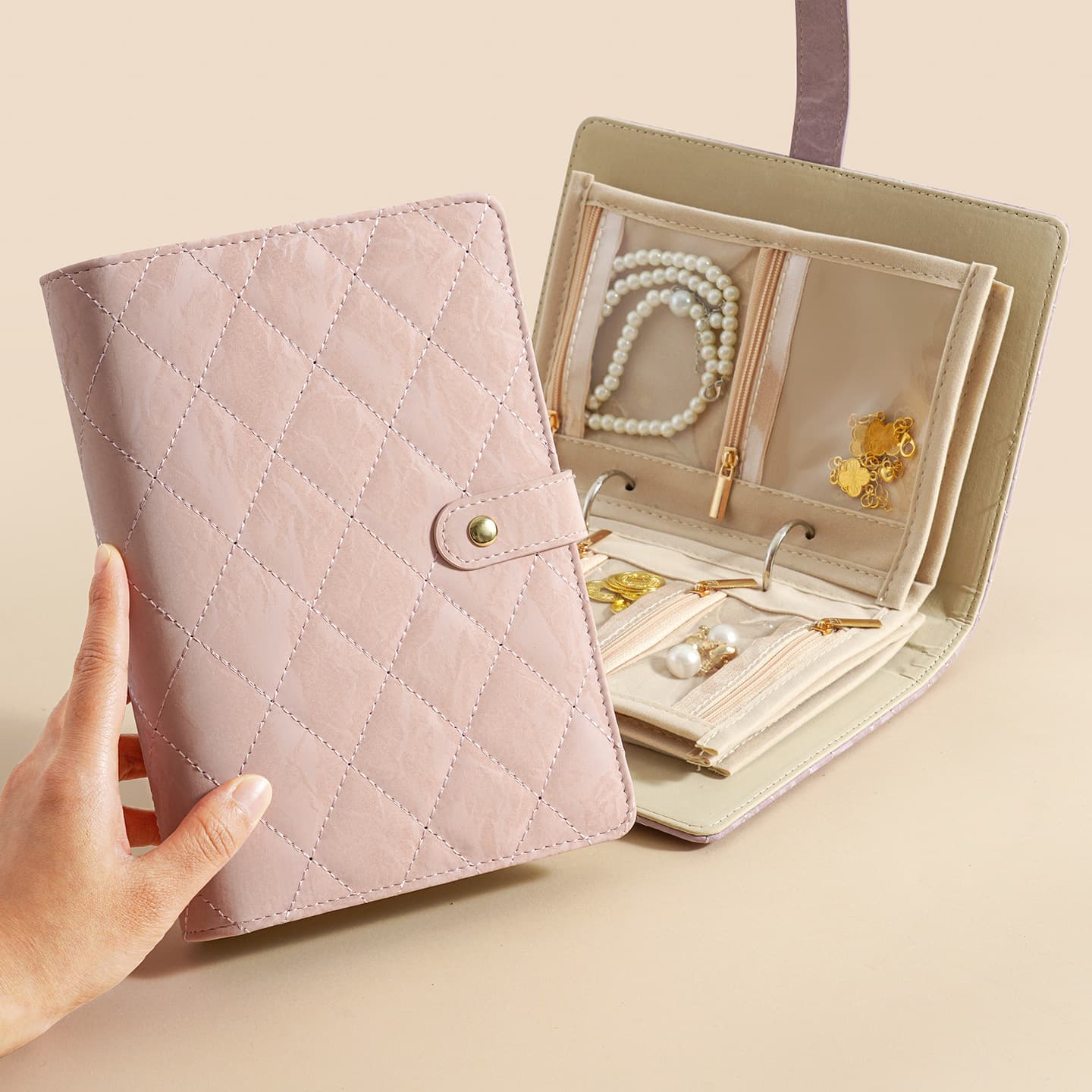 (Cross-border trading), jewelry storage book, golden storage system, handheld organizer bag for traveling, light luxury style, Birthday gift
