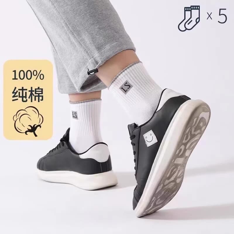 Men's demi-season antibacterial universal cotton sports knee socks, mid-length, absorbs sweat and smell 3