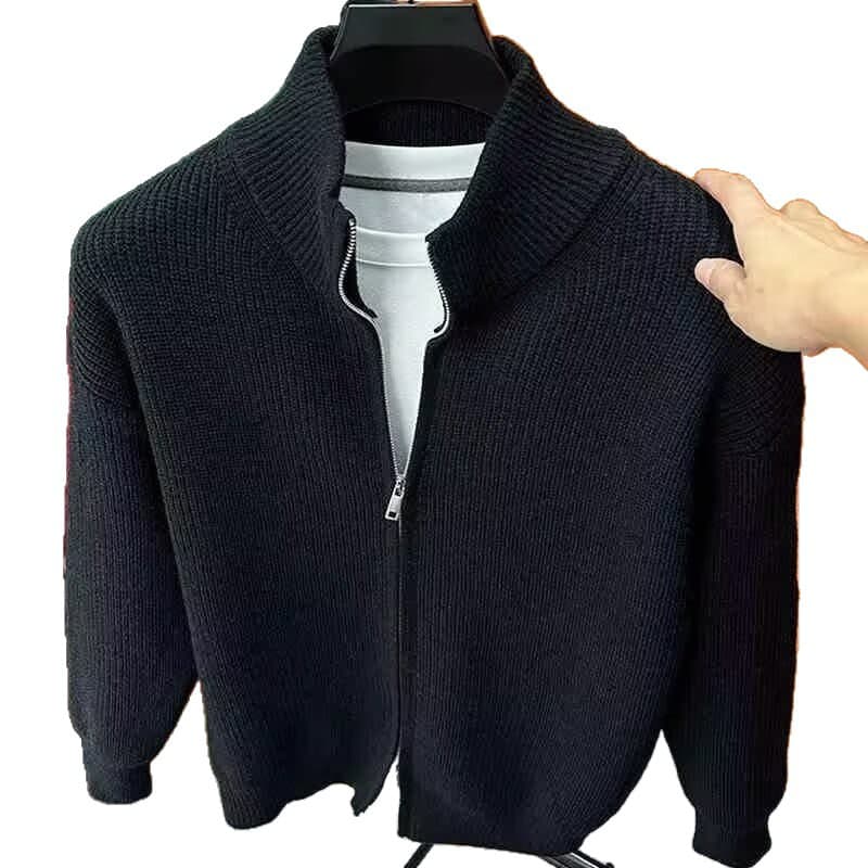 (Cross-border trading), solid color cardigan, sweater with zipper, knitted demi-season warm long-sleeve, men's jacket 5
