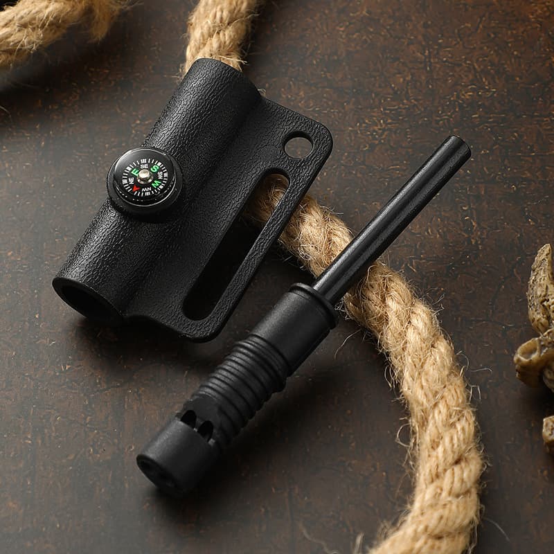 Amazon's best-selling wilderness survival all-in-one magnesium fire rod, flint and steel compass whistle fire starter K sheath tool 2