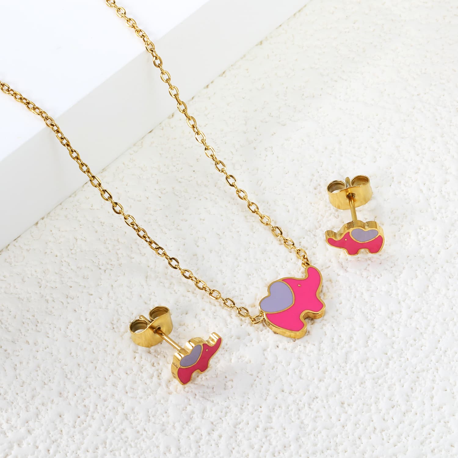 Jewelry, cute set, earrings, necklace stainless steel, chain, accessory, European style 4