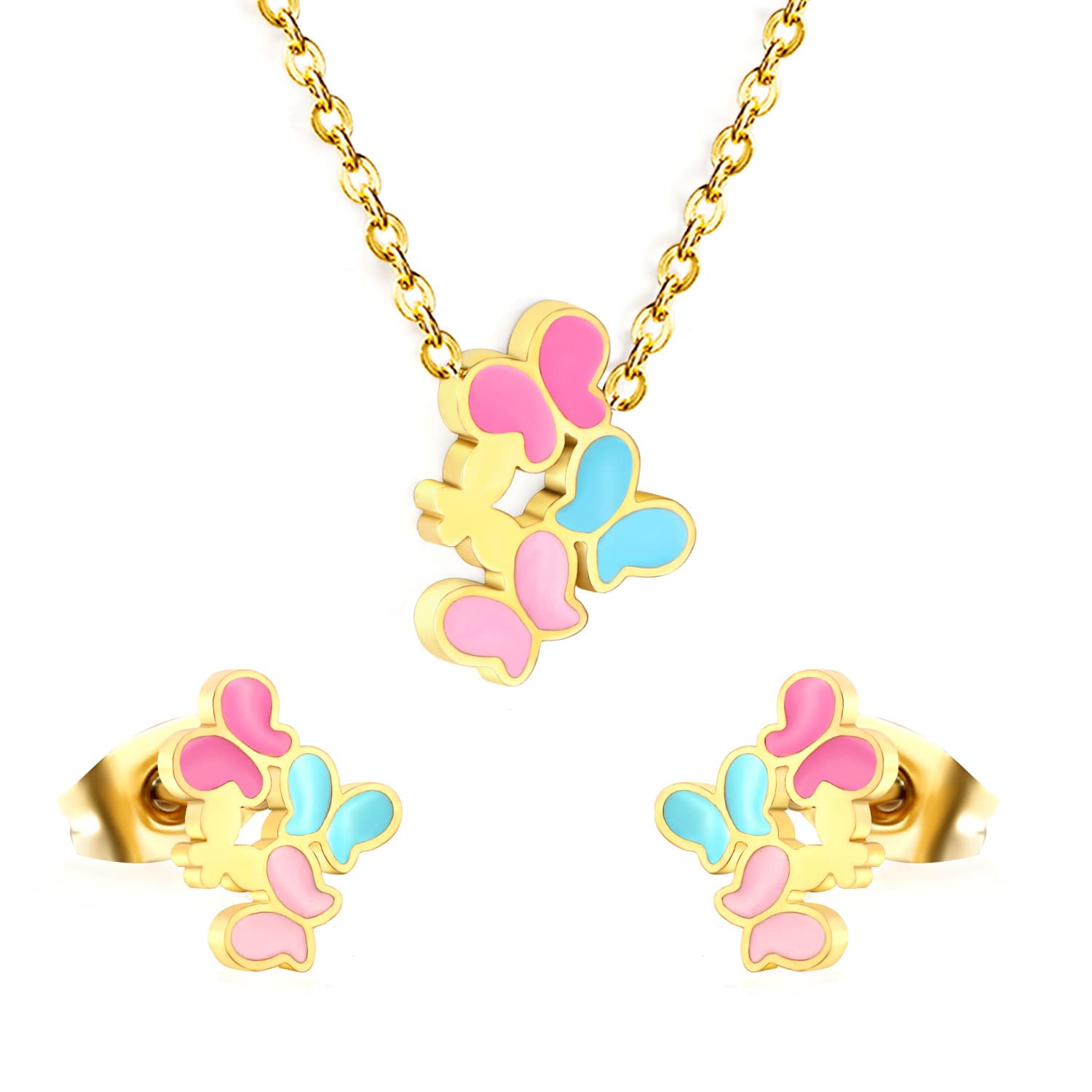 Jewelry, cute set, earrings, necklace stainless steel, chain, accessory, European style 5
