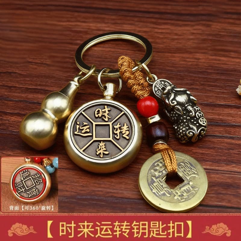 Brass keychain, car keys, bag for keys with zipper, for luck 3