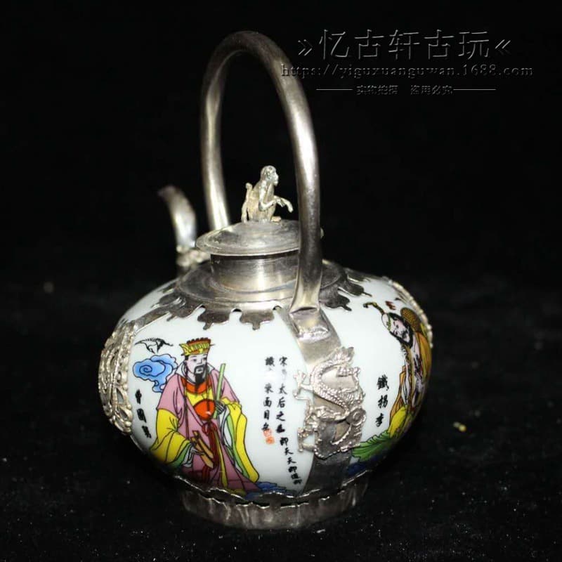 Antique antique copper collection Bag copper eight immortal small pot collection handicraft crafts 4