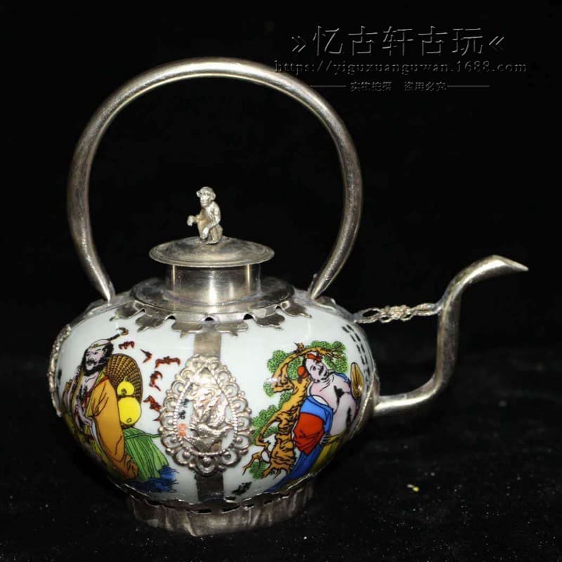 Antique antique copper collection Bag copper eight immortal small pot collection handicraft crafts 1