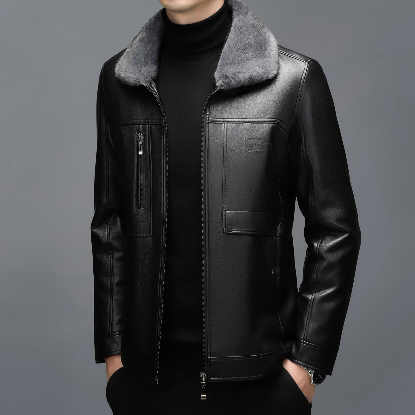 (Cross-border trading), insulated winter jacket, genuine leather, for middle age 3