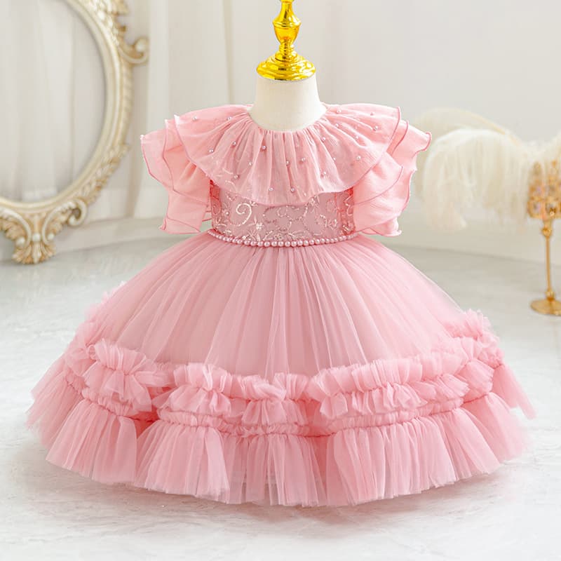 Beads, wedding dress, small princess costume, girl's skirt, evening dress