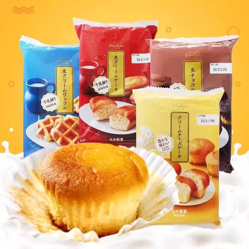 Japanese Marunaka Cake Snack Cream Sandwich Lemon Cheese Strawberry Chocolate Waffle Breakfast Bread Snack