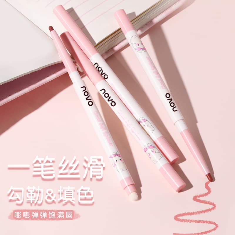 NOVO Double-sided matte waterproof lip pencil, base lipstick, contouring, long-term effect, lip care 4