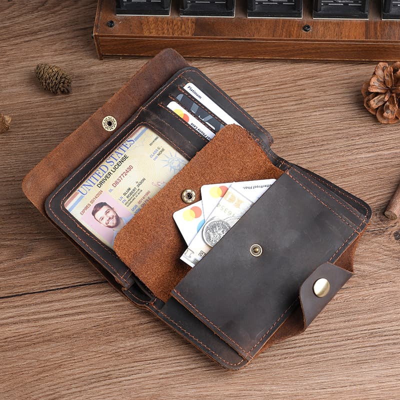 Men's Genuine Leather Crazy Horse Wallet Multi-Card 3