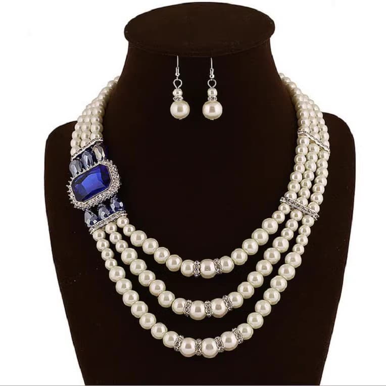 (Cross-border trading), fashionable metal accessory for bride, necklace from pearl, dress, European style, with gem 2