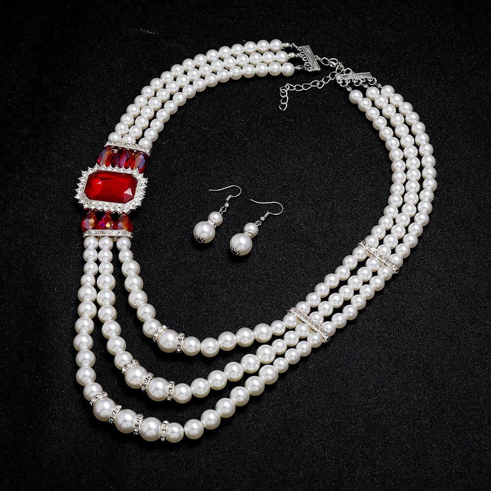 (Cross-border trading), fashionable metal accessory for bride, necklace from pearl, dress, European style, with gem 3
