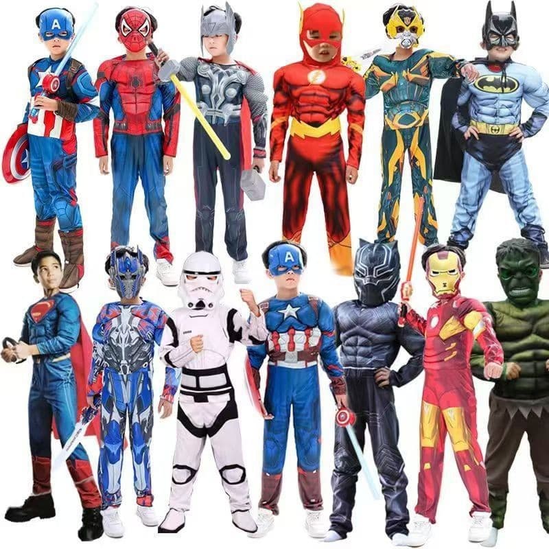 Captain America Iron A Spider Batman muscle costume Thor Hulk Optimus Prime cos children's costume 3