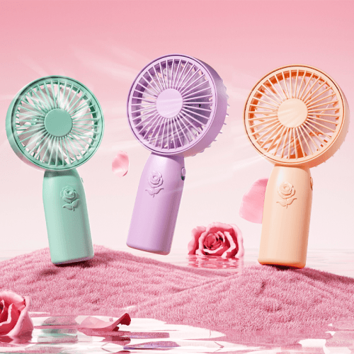 USB Handheld Fan - Rose Flower Design Student Gift Fan (Bulk)