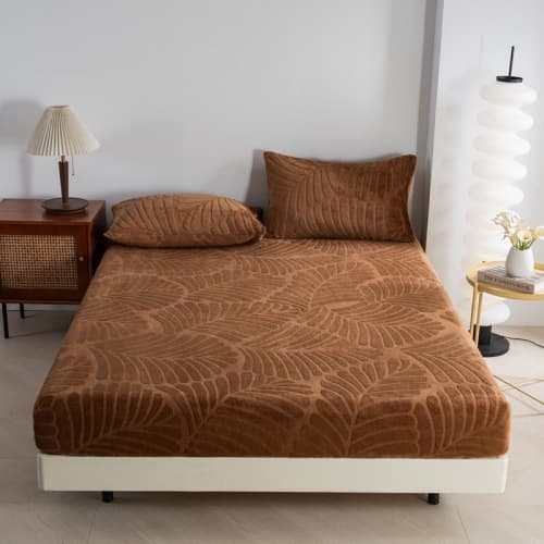 Warm Fleece Embossed Milk Velvet Bed Skirt Mattress Protector